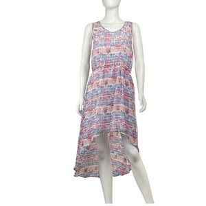 Umgee Sleeveless High Low Dress Multicolor‎ Abstract Print Summer Casual